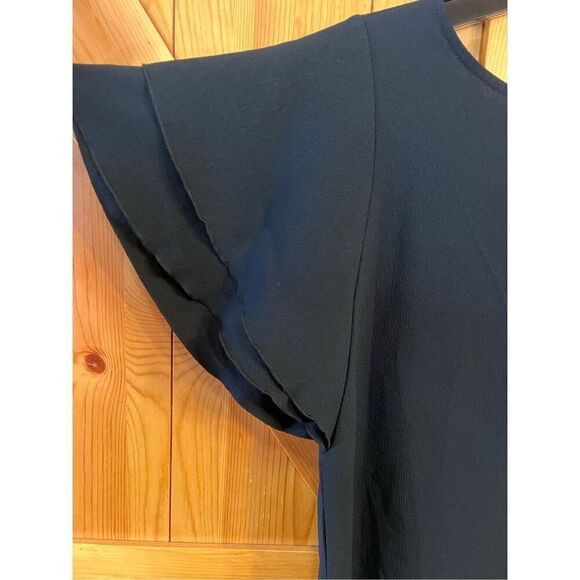 Daisy Fuentes Black Sheath Dress Flutter Sleeves Women's Size Medium nwt (3511) - Picture 2 of 5